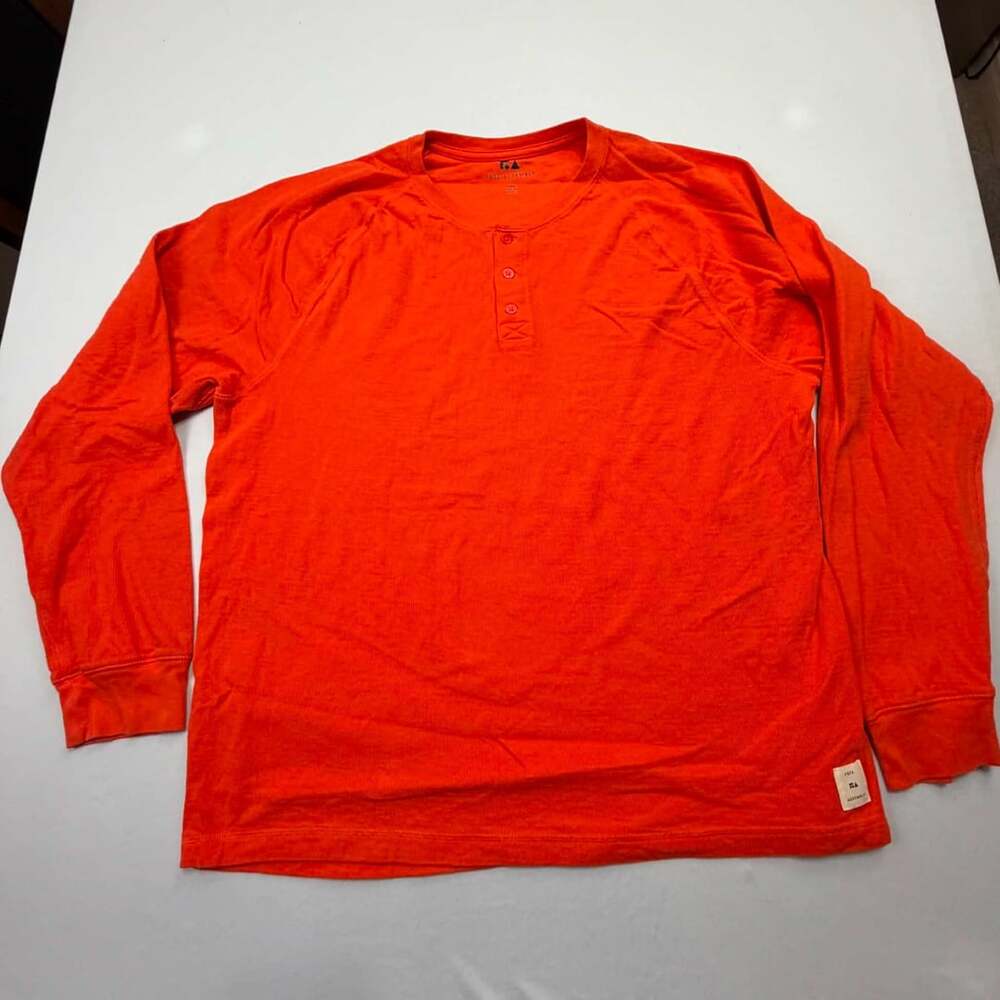 Free Assembly Thermal Henley Shirt Size XXL Orange Long Sleeve